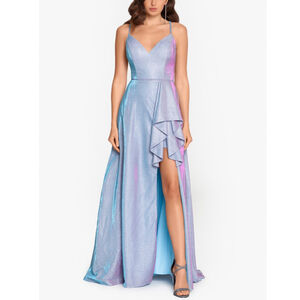 Blondie Nites Juniors' 3 Tie-Back Blue and Purple Glitter Formal Gown /Dress NWT